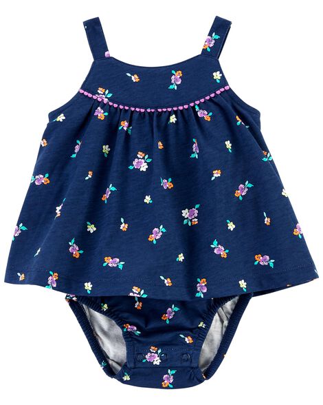 

Baby 1-Piece Navy Floral Dress