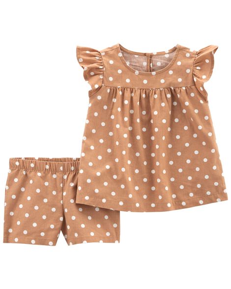 

Toddler 2-Piece Brown Polka Dot Shorts Sets
