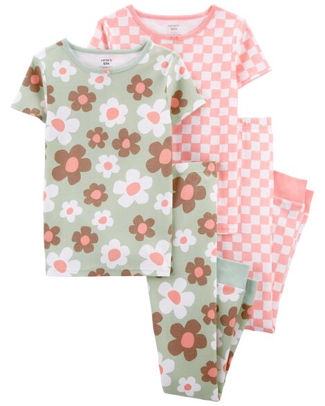 

Kid 4-Piece Floral 100% Snug Fit Cotton PJs