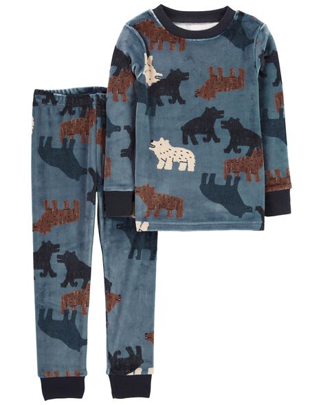 

Toddler 2-Piece Wolf Loose Fit Fuzzy PJs