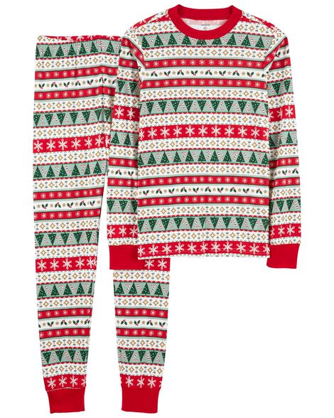 

Adult 2-Piece Fair Isle Christmas 100% Snug Fit Cotton PJs