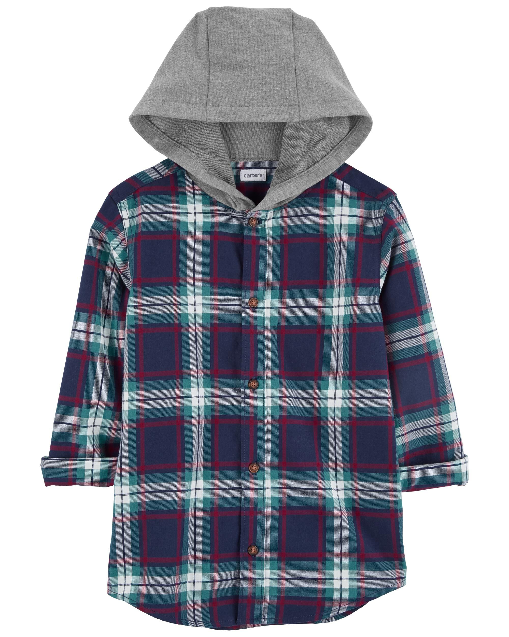 Flannel shirt store over hoodie