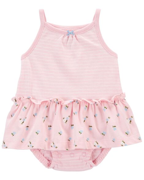 

Baby Floral Striped Tank Sunsuit