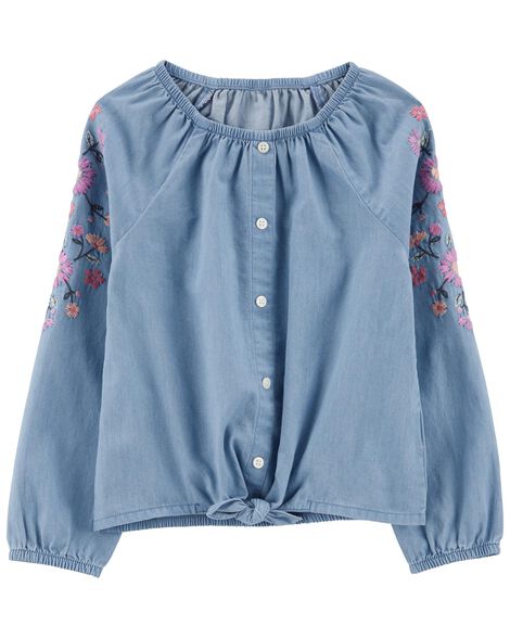 

Kid Tie-Front Chambray Top