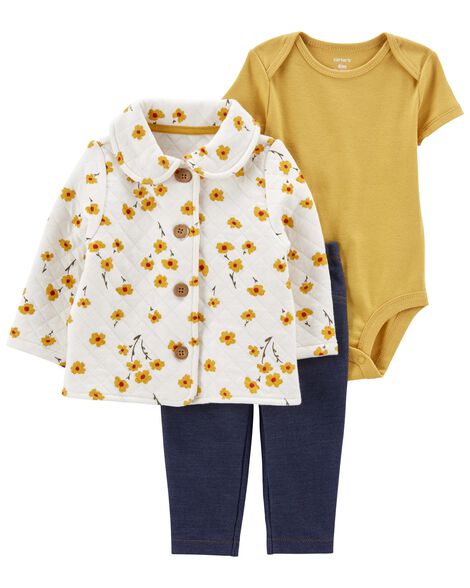 

Baby 3-Piece Quilted Little Cardigan Set