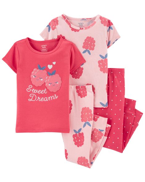 

Toddler 4-Piece Raspberry 100% Snug Fit Cotton PJs
