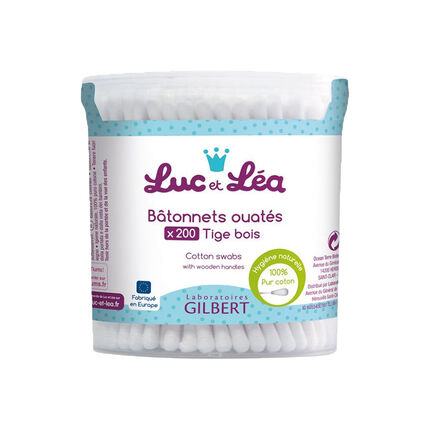 Boîte bâtonnets ouatés tige bois x 200 blanc