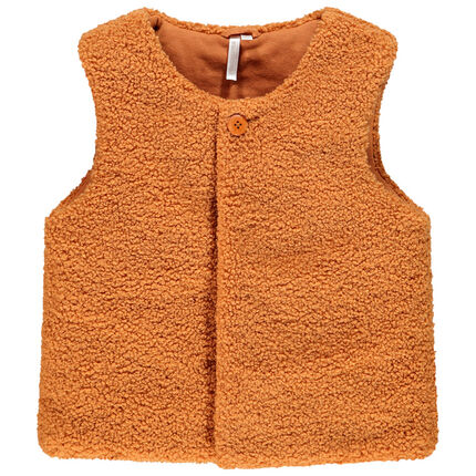 Gilet sans manches en bouclette pour bébé garçon 23 mois marron