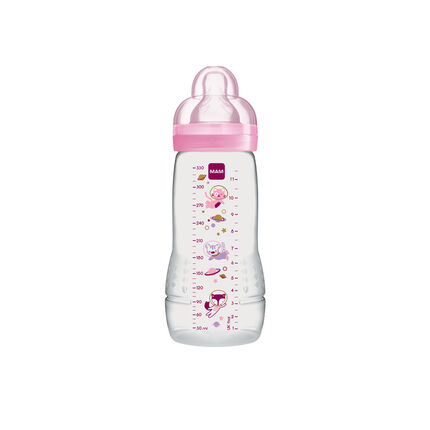 Biberon 2ème âge décoré 330 ml 6m+ - Rose