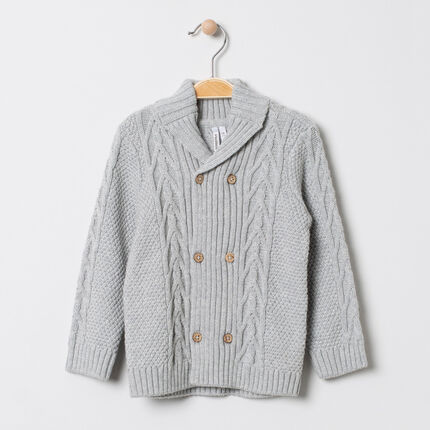 Gilet en tricot fantaisie à double boutonnage 23 mois gris