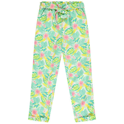 Pantalon fluide imprimé fleuri pour fille 3 ans vert