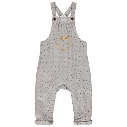 Salopette longue imprimée Smiley Baby pour bébé fille 3 mois gris clair