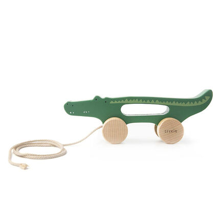Jouet à tirer en bois - Mr. Crocodile vert
