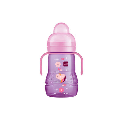 Biberon de transition moyen avec bec antifuite 4m+ 220 ml – Rose