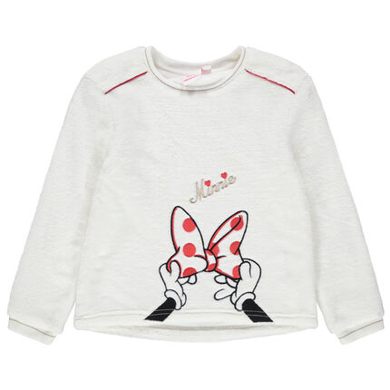 Sweat en sherpa à broderies Minnie Disney 3 ans ecru