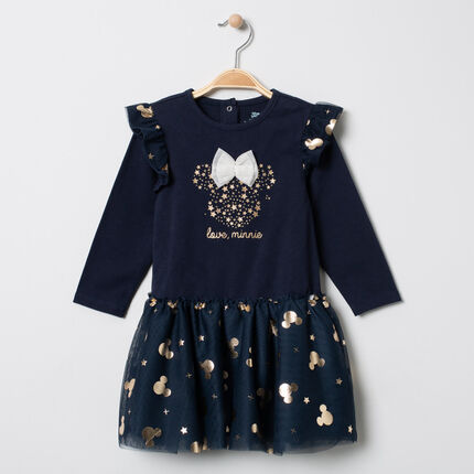 Robe manches longues effet 2-en-1 Minnie 3 mois bleu foncé