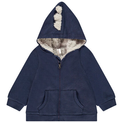 Gilet à capuche en molleton doublé sherpa pour bébé garçon 23 mois bleu foncé