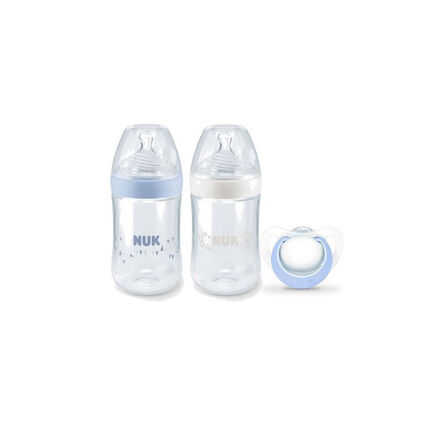 Lot de 2 biberons Nature sense 260 ml + 1 sucette Genius – Bleu