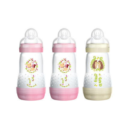Lot de 3 Biberons Anti-colique Easy Start 260 ml - 0/6 mois débit 2 - Rose/beige beige/rose