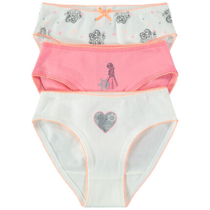Lot de 3 culottes en coton avec print Elsa Reine des neiges Disney 4 ans blanc