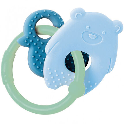 Anneau de dentition vert en silicone - Ours/Canard bleu/vert