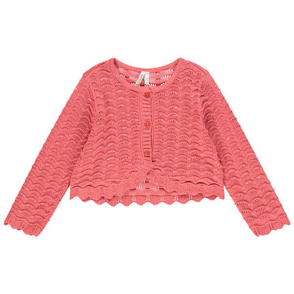 Gilet en maille ajourée pour bébé fille 23 mois rose foncé