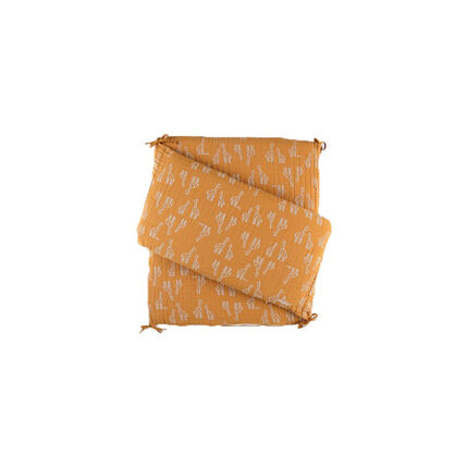 Tour de lit respirant en mousseline de coton imprimé girafe - Ocre jaune