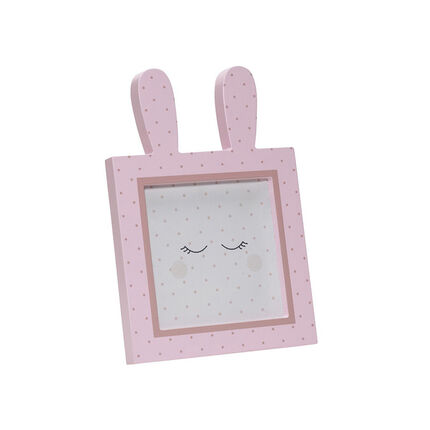 Cadre photo lapin 14x14 cm - Miss Fleur de Lune rose