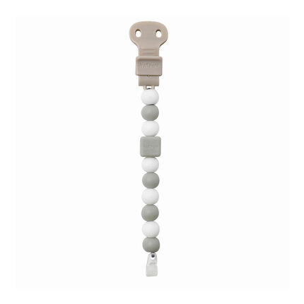 Attache-sucette avec clip ajustable Lapidou – Gris/blanc