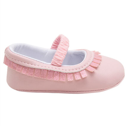 Babies souples avec franges pailletées 16 rose clair