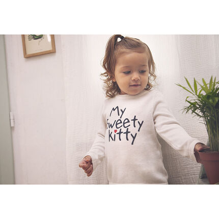 Pull en tricot à message pour bébé fille 23 mois ecru