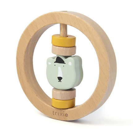 Hochet rond en bois - Mr. Polar Bear mint