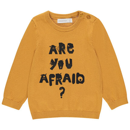 Pull en tricot à message contrasté pour bébé garçon 23 mois jaune moyen