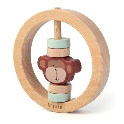 Hochet rond en bois - Mr. Monkey marron