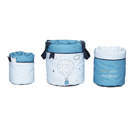 Lot de 3 panières gigognes - New Lazare bleu/blanc