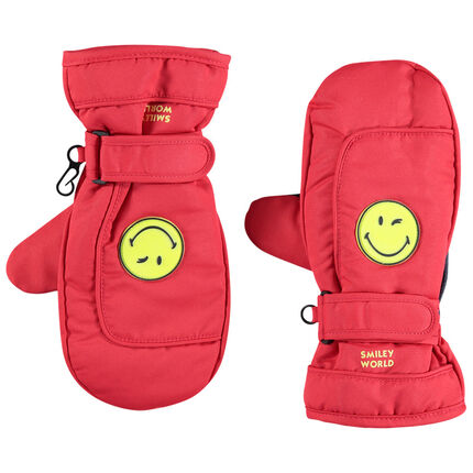Moufles doublées micropolaire avec badge SmileyWorld 2 rouge moyen