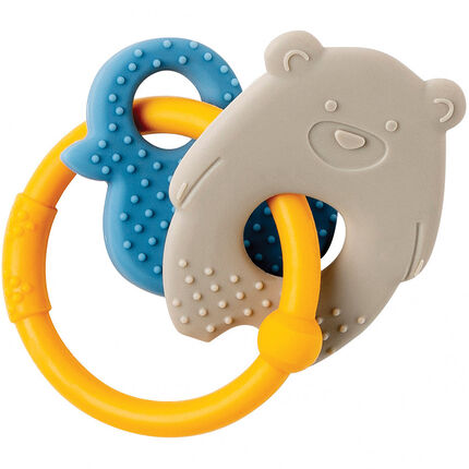 Anneau de dentition ocre en silicone - Ours/Canard