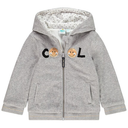Gilet à capuche broderie Smiley Baby pour bébé fille 23 mois gris clair