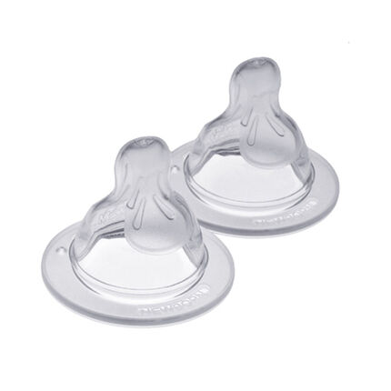 Set de 2 tétines Silk débit 2 - Silicone 2m+ transparent