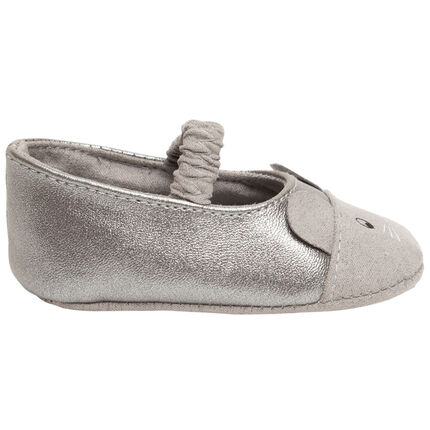 Babies souples argentées motif souris pour bébé fille 16 gris foncé