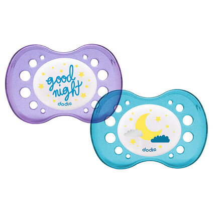 Lot de 2 sucettes nuit 18 mois+ - Lune/Good Night imprimé