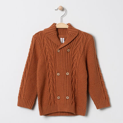 Gilet en tricot fantaisie à double boutonnage 23 mois marron