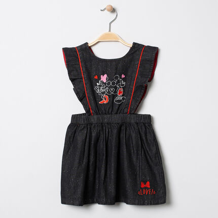 Robe tablier en chambray print Mickey et Minnie Disney 3 mois gris foncé
