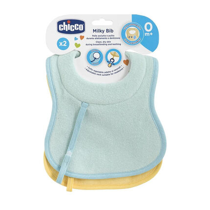 Lots 2 bavoirs d’allaitement et de succion en coton – Bleu/jaune jaune/bleu