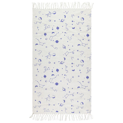 Tapis de chambre tissé imprimé planètes blanc