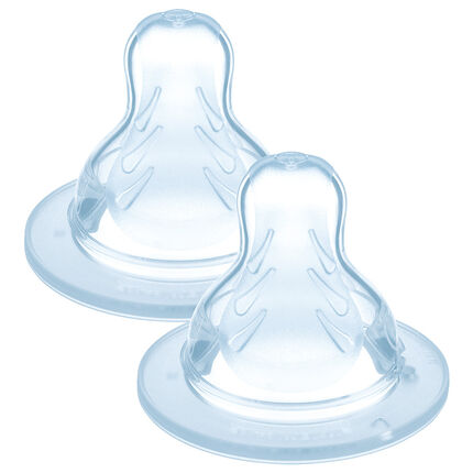 Lot de 2 tétines en silicone - Débit 3 rapide transparent