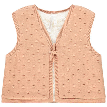 Gilet serveur en tricot doublé sherpa pour bébé fille 23 mois marron