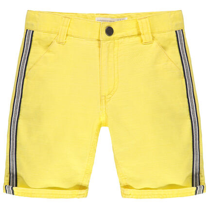 Bermuda en maille jaune à bandes appliquées 3 ans jaune clair