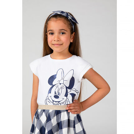 T-shirt forme boîte manches courtes print Minnie Disney pour fille 3 ans blanc