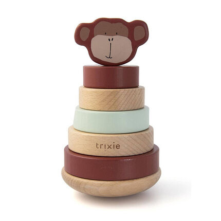 Jouet tour à empiler en bois - Mr. Monkey marron